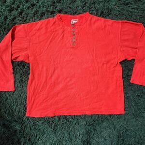 Vintage Marlboro Unlimited Red Henley Long Sleeve Shirt 90s Thermal XL